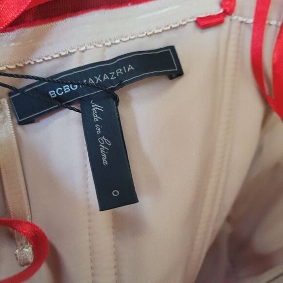 BCBGMaxAzria Dress Vienna Formal Convertible Fit Flare Mini Sequin Netted Red 0 - Picture 17 of 17